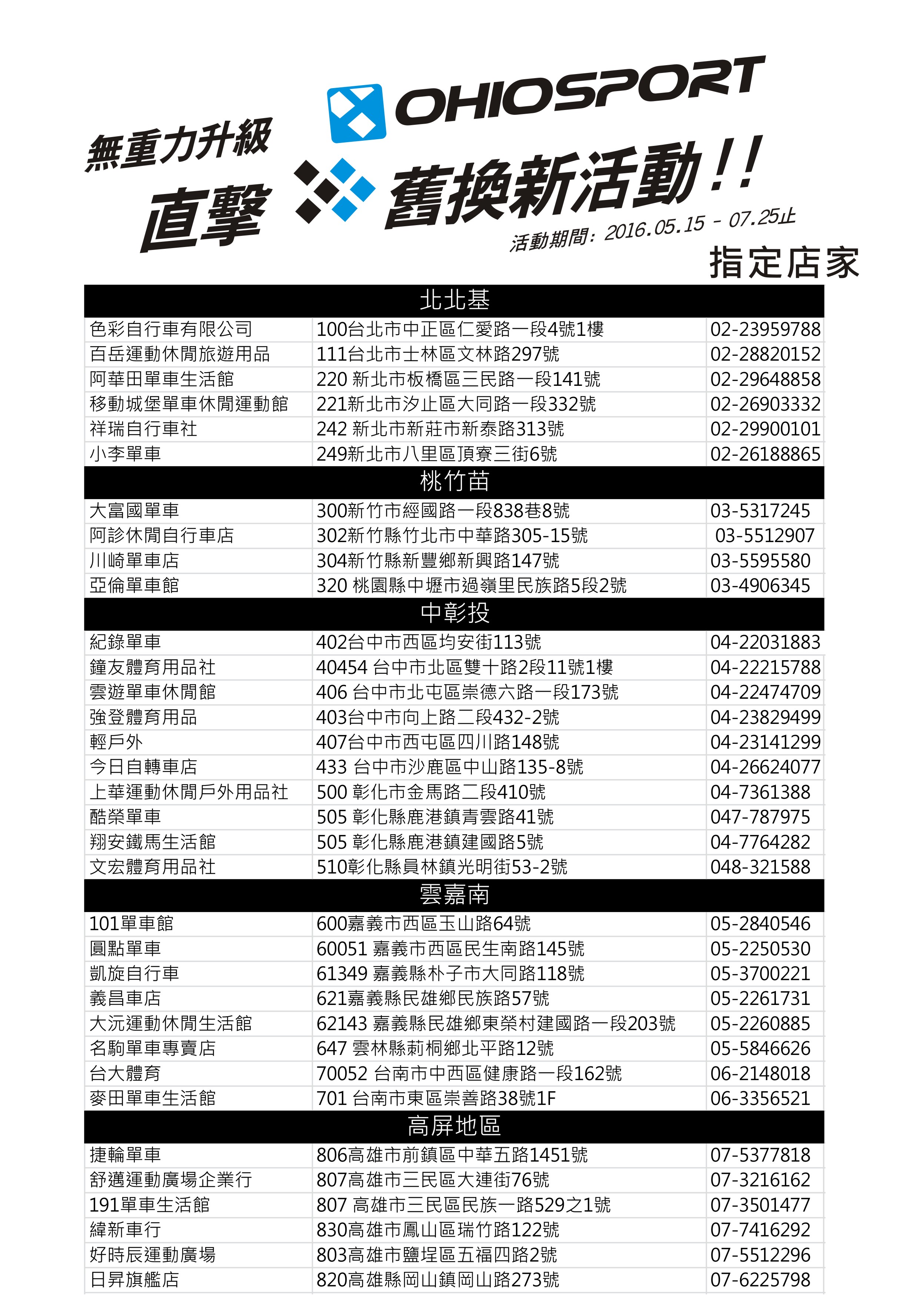 指定店家表